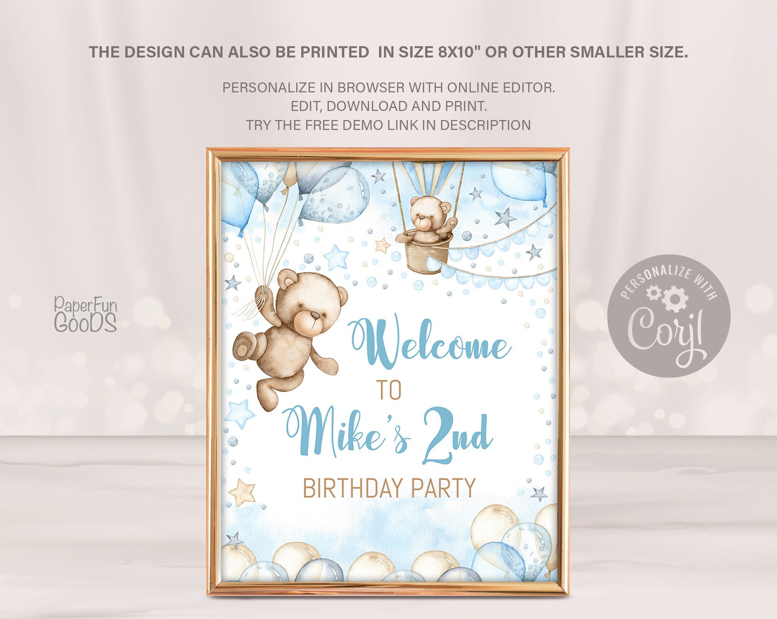 EDITABLE Birthday Welcome Sign. Personalized Baby Boy Birthday - Etsy