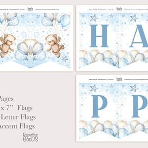 HAPPY BIRTHDAY Teddy Bear Banner. Printable Digital Party Decoration ...
