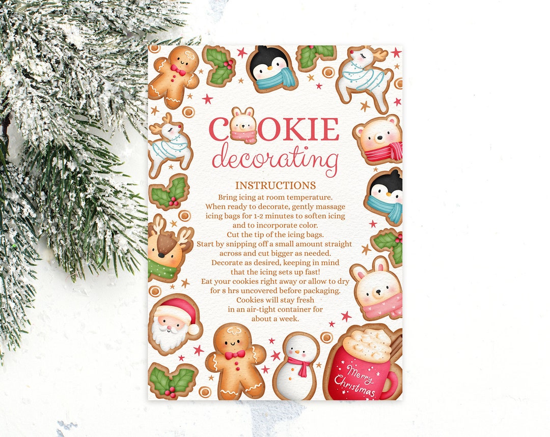 Editable Cookie Decorating Instructions Kit. Christmas Cookie Etsy