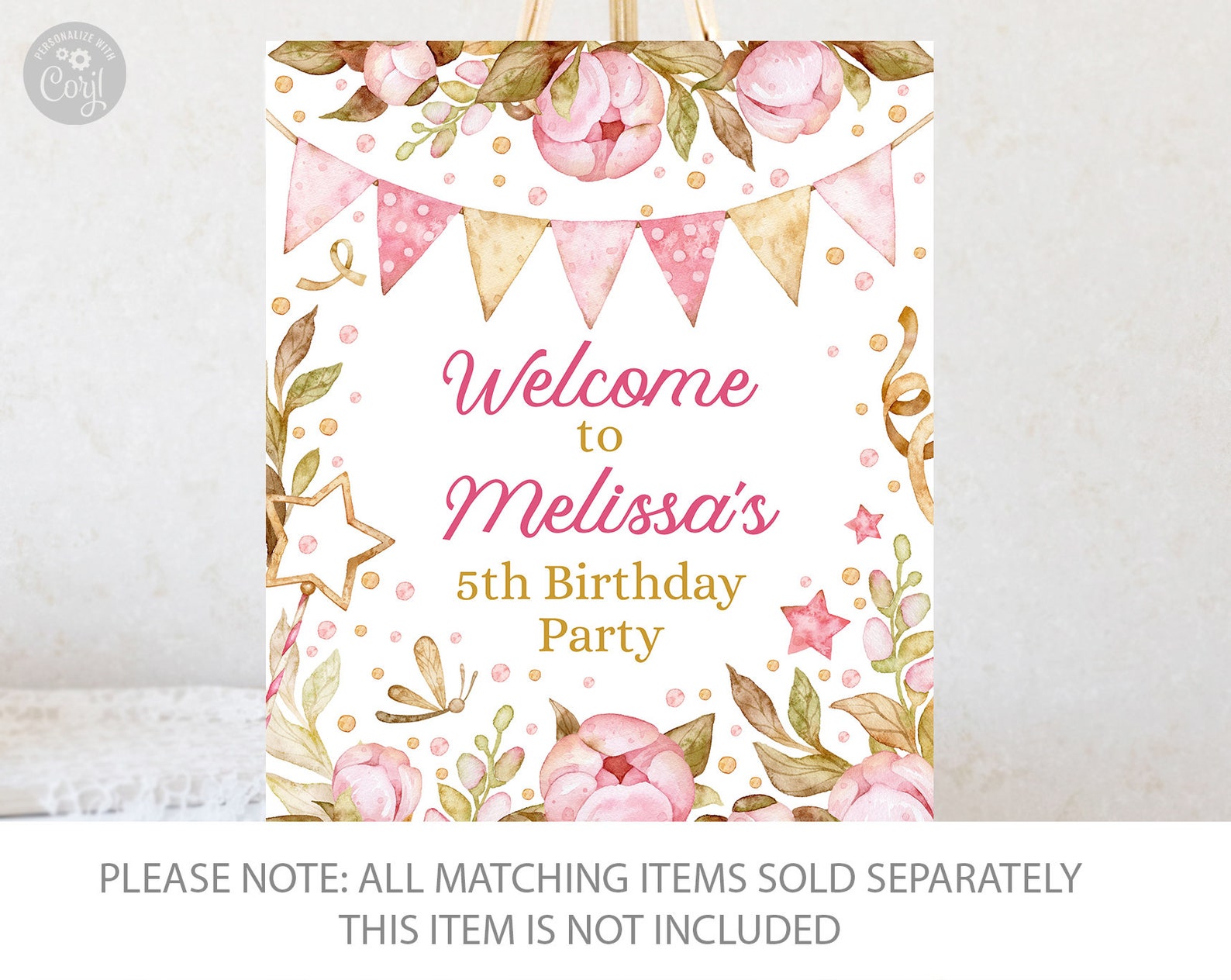 ONE Birthday Banner. Printable Digital Party Decoration. Onedrful Girls Pink First Birthday ...