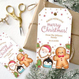Editable Baked with love Tag. Merry Christmas, Holiday School Teacher Gift Tag,  Festive season Appreciation Tag,  Printable Favor tag. CO2