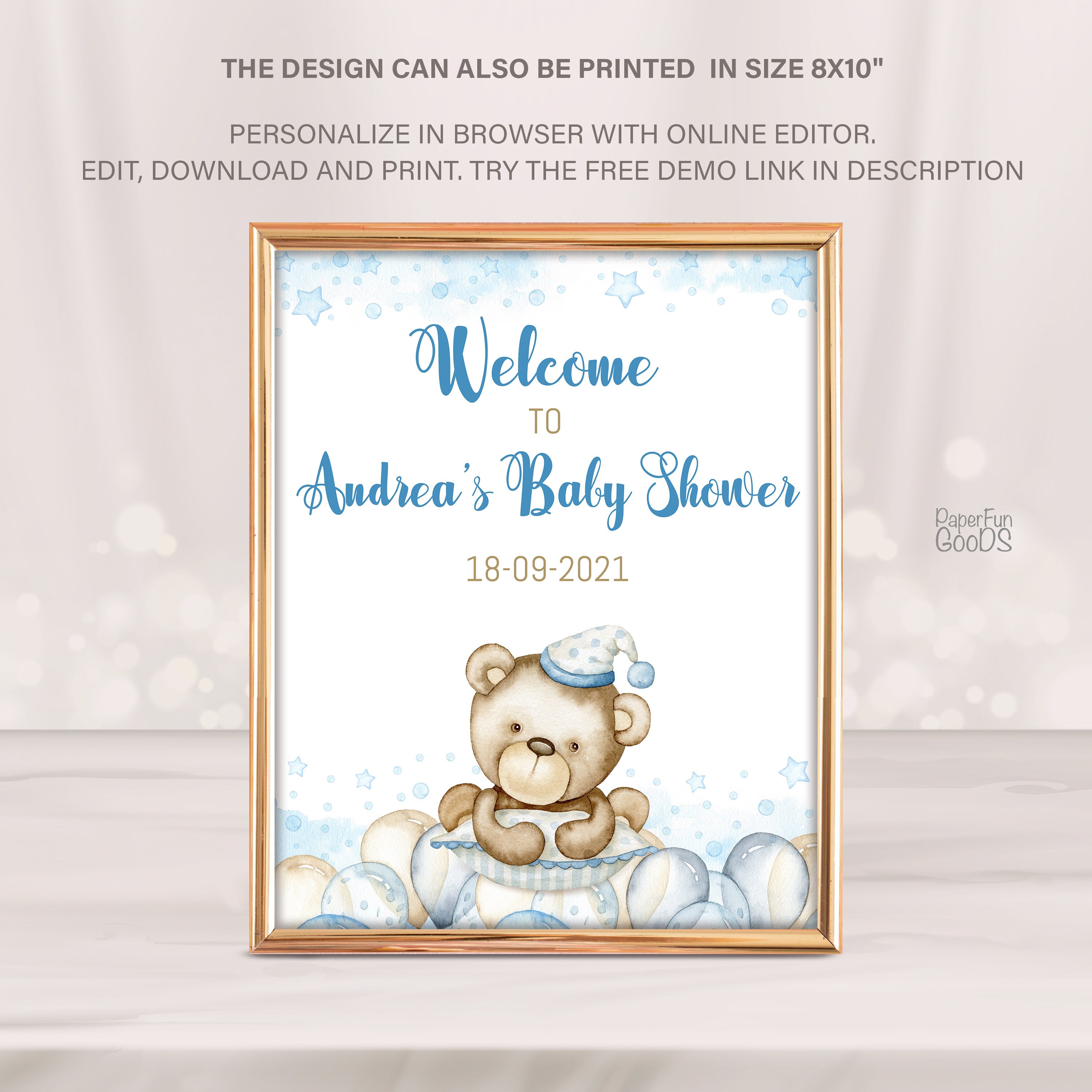 Digital EDITABLE Baby Shower Welcome Sign. It's a Boy Blue Banner ...