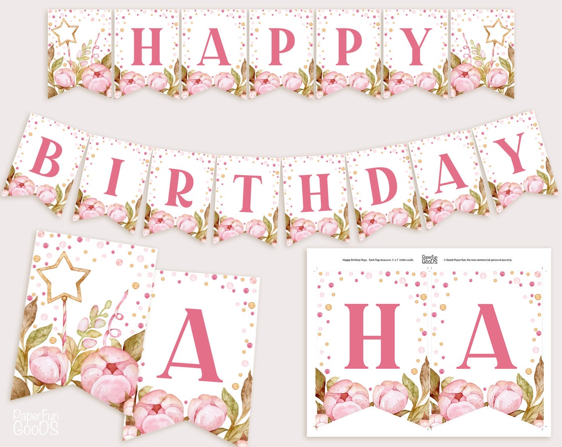 HAPPY BIRTHDAY Banner. Printable Digital Party Decoration. - Etsy
