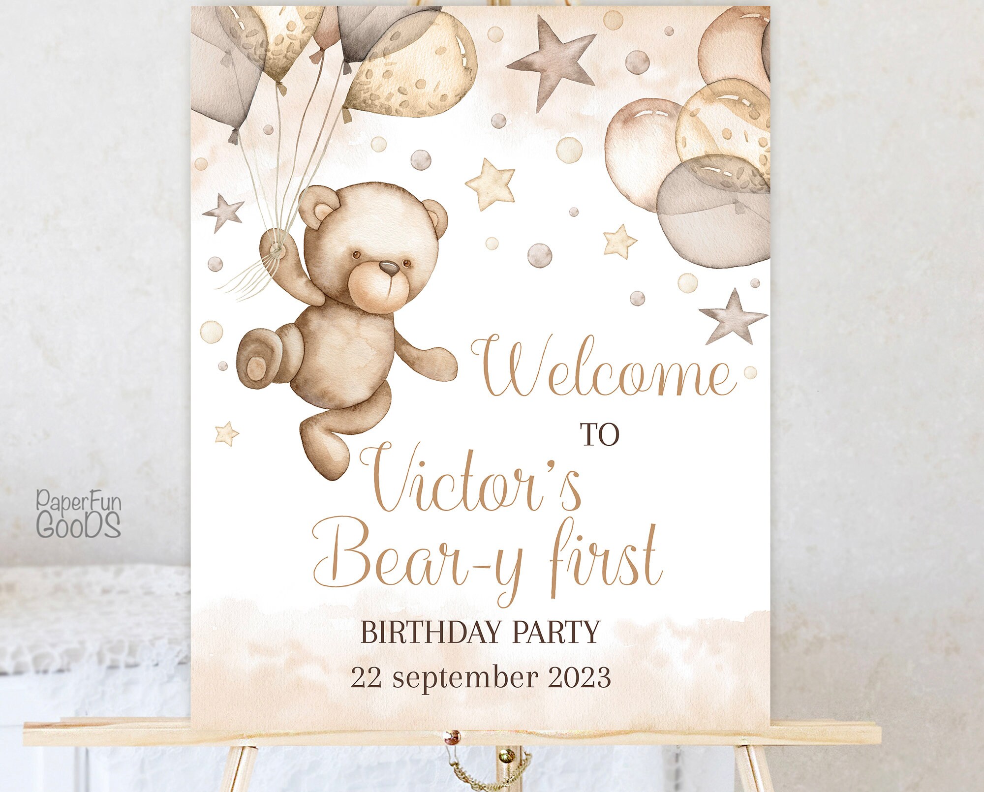 EDITABLE Nude Birthday Welcome Sign 16x20''. Personalized Baby Boy and