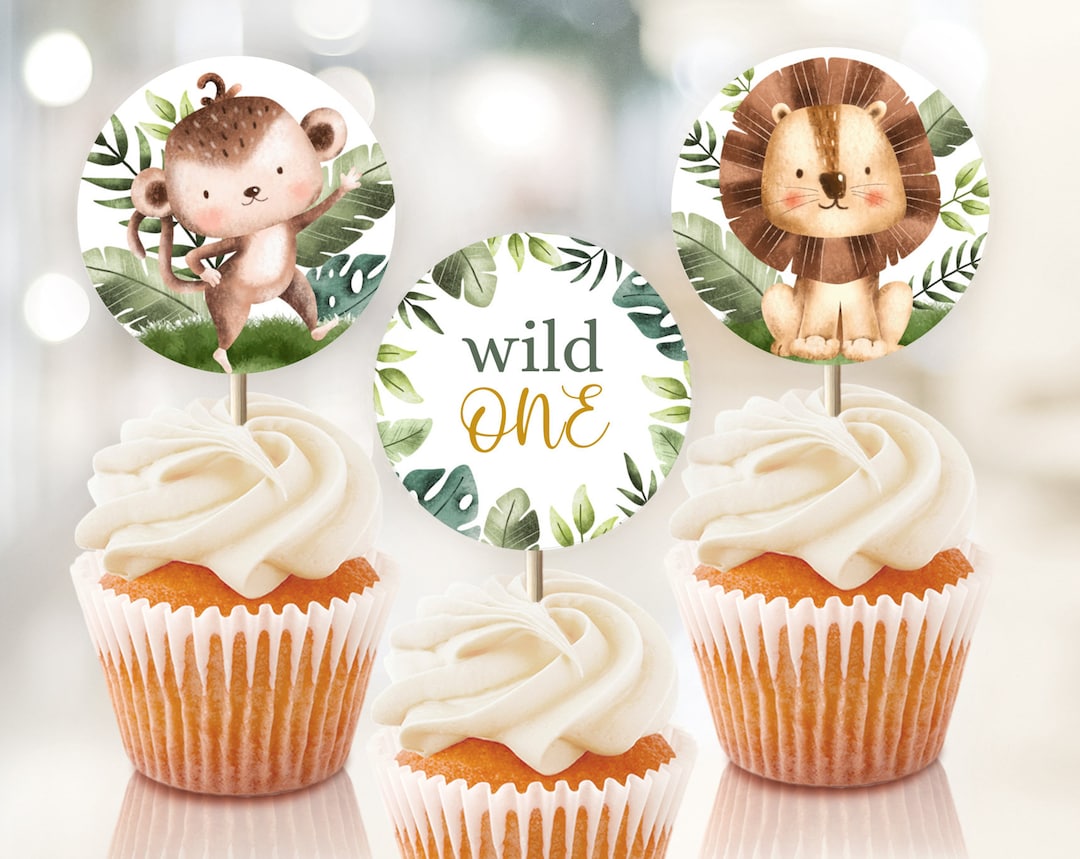 EDITABLE Digital Wild One Cupcake Toppers. Personalized 1st Birthday ...