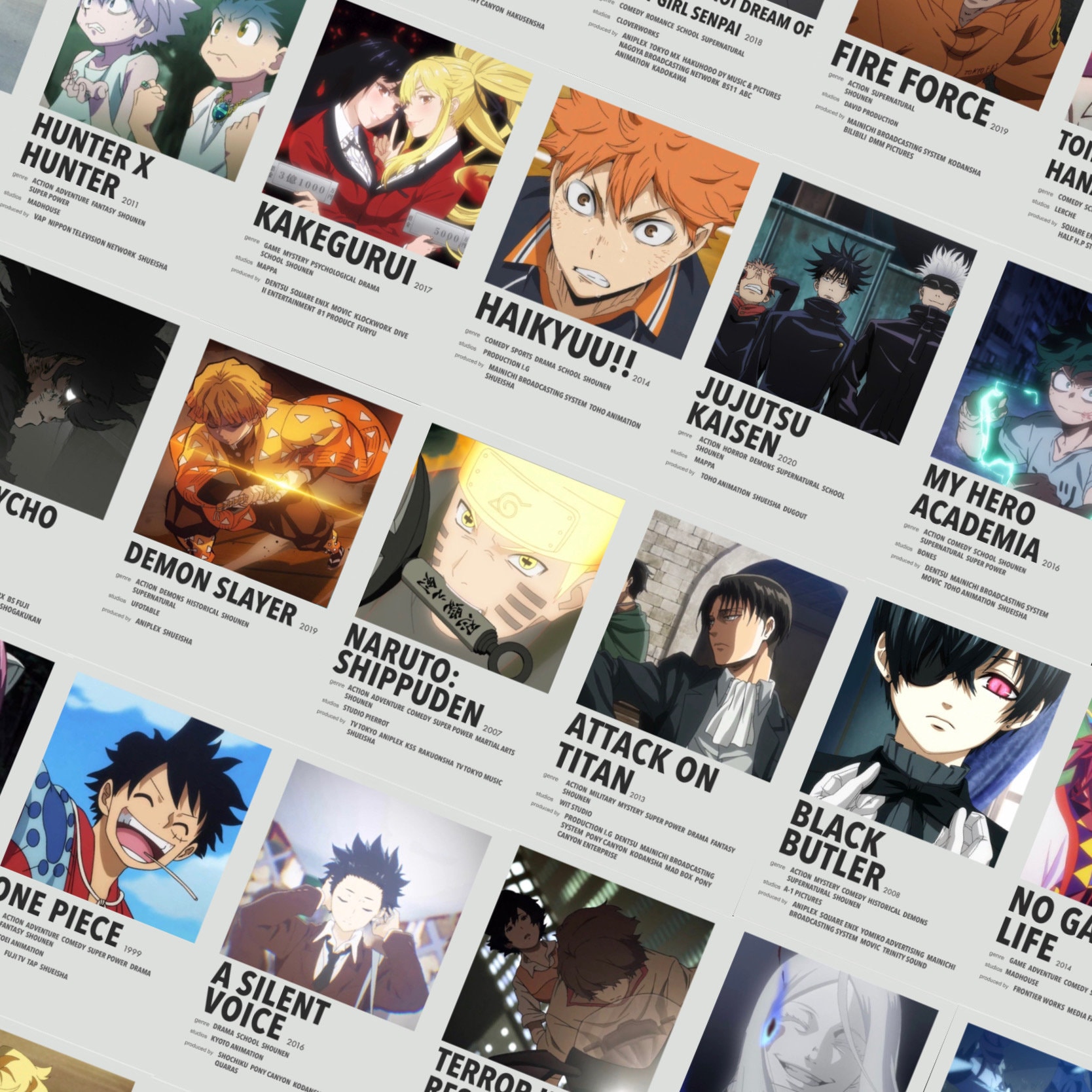 Anime Minimal Poster Set 653 Posters 