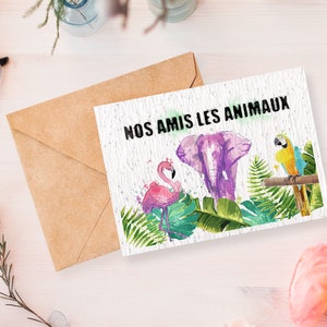 Carte à planter nos amis animaux effet aquarelle
