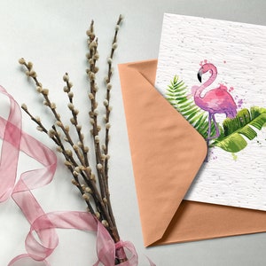Carte à planter flamant rose