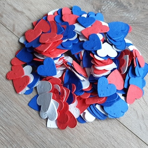 Confettis à planter coeurs Bleu Blanc Rouge
