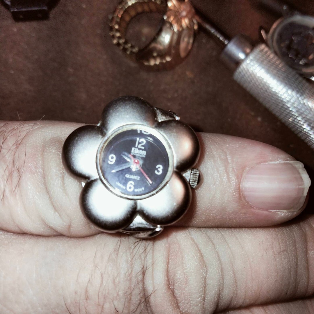 Ring Watch Eikon Flower New Swiss Silver Oxide Battery Etsy