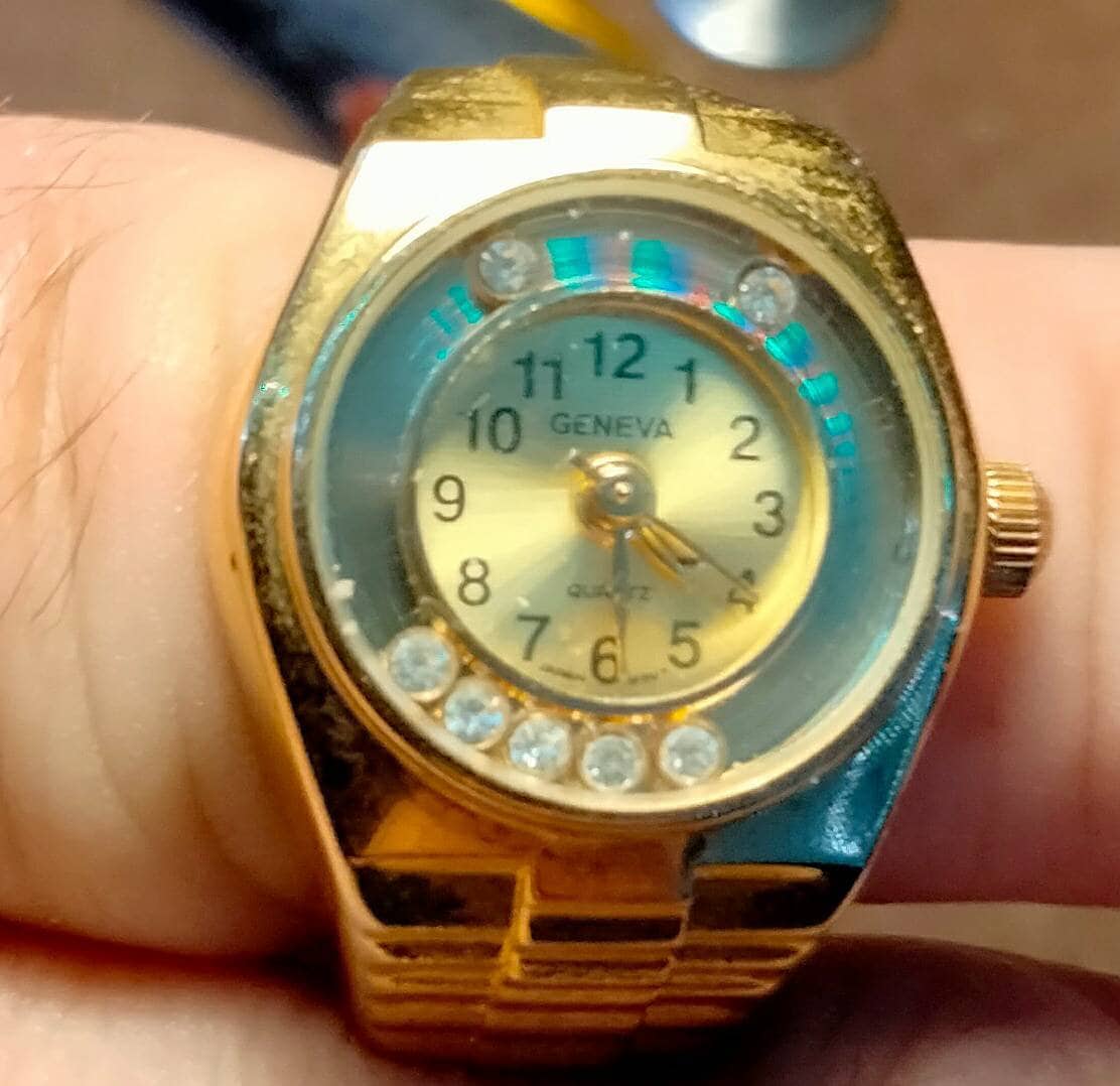 Ring Watch Geneva Watch Ring. Vintage Rose Gold Tone. Seven Loose Swarovski Crystals. New Swiss Silver Oxide Etsy UK