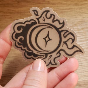 Sticker Sun Moon Starlit Sky