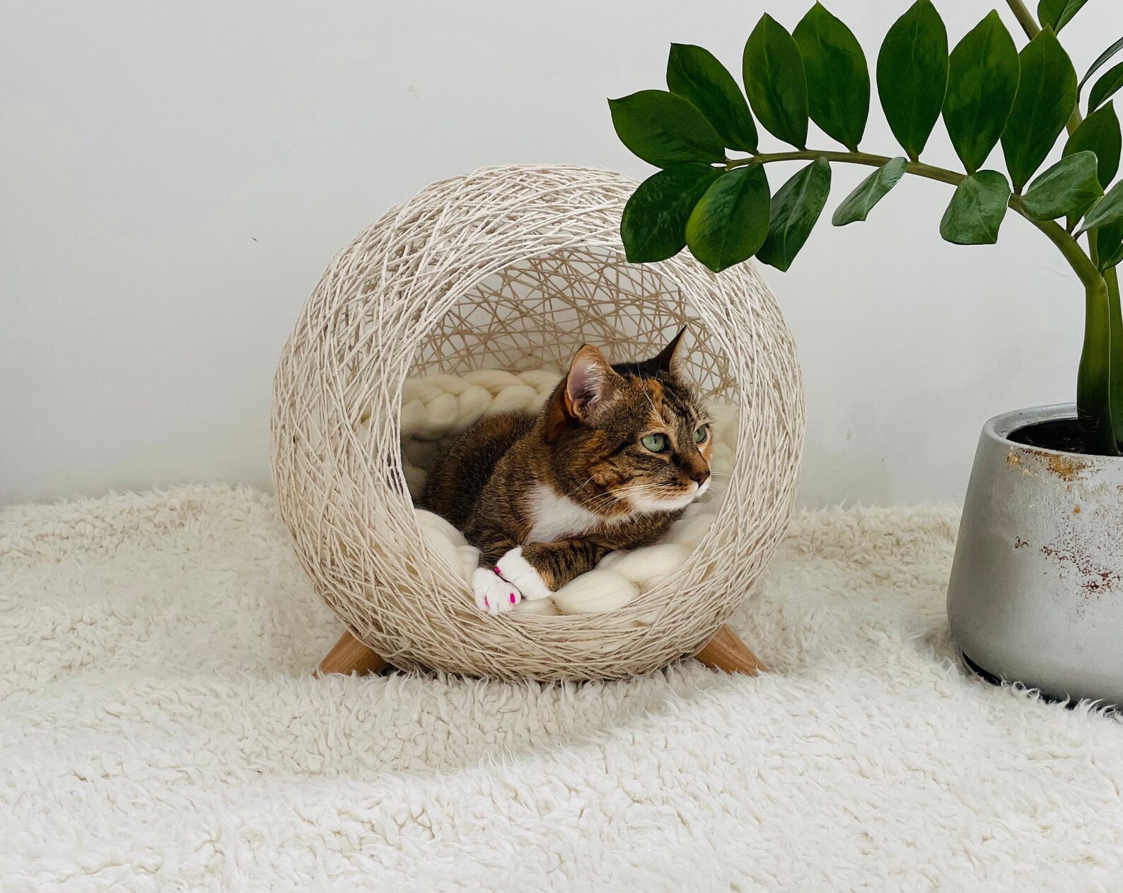 Cat furniture. Cat nest. Cat wicker bed. Natural pet bed. Etsy