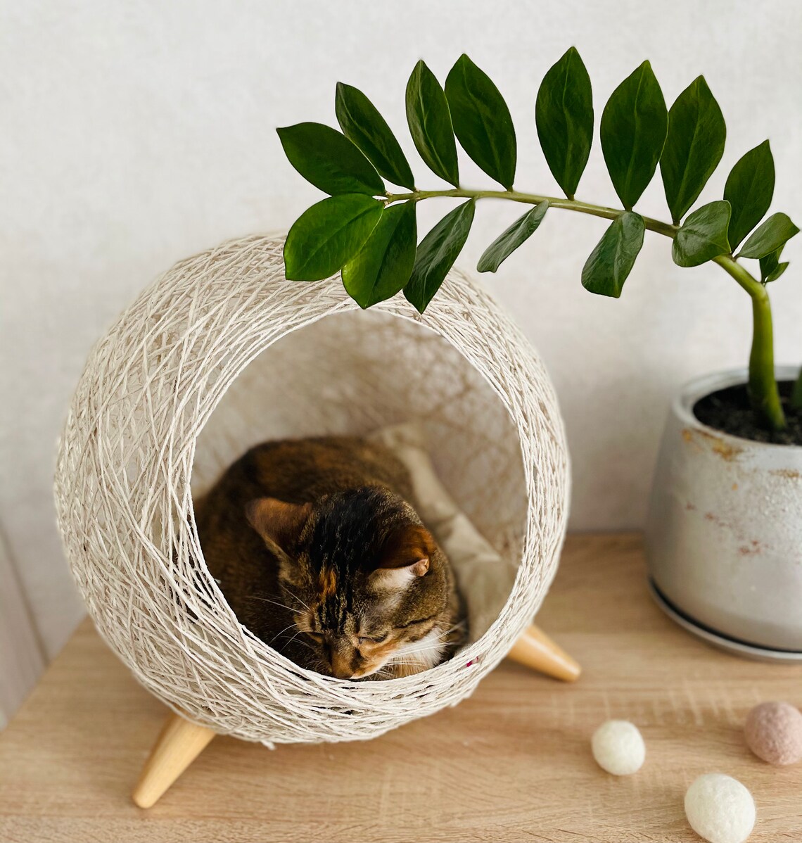 Cat furniture. Cat nest. Cat wicker bed. Natural pet bed. Etsy