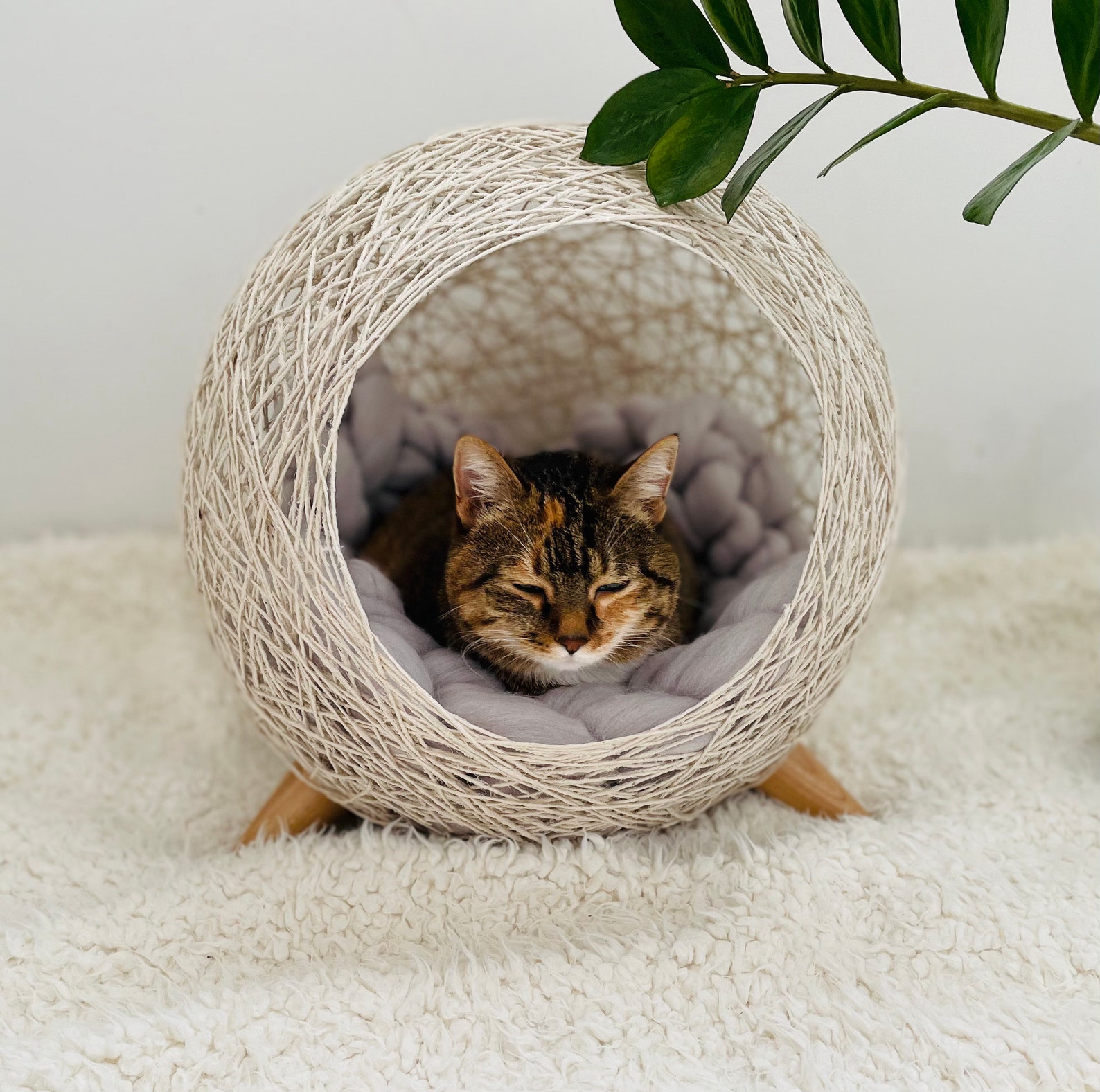 Cat furniture. Cat nest. Cat wicker bed. Natural pet bed. Etsy