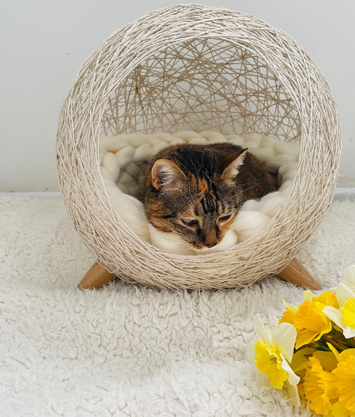 Cat furniture. Cat nest. Cat wicker bed. Natural pet bed. Etsy