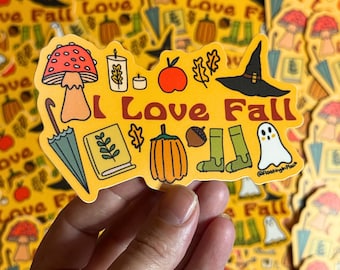I love Fall Sticker- Cute Boho Aesthetic- Matte Vinyl