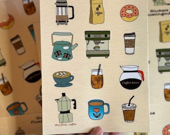 Coffee Shop Sticker Sheet –  5x7 Waterproof Vinyl Stickers