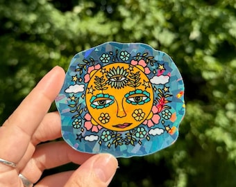 Trippy Face Sticker - Holographic Vinyl