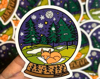 Woodland Snowglobe Sticker- Glossy Matte Decal