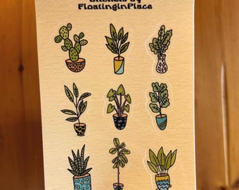 Botanical House Plant Sticker Sheet – Trippy Plant Art – Weatherproof Stickers- Boho, Hippie