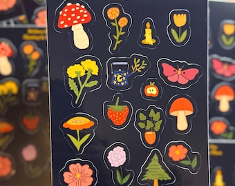 Whimsical Cottagecore Sticker sheet- Glossy Vinyl
