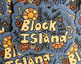 Block Island Sticker: Weatherproof Matte Vinyl Decal