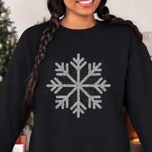 Sparkly Snowflake Christmas Jumper For Women, Glitter Christmas Comfort Colors Shirt with for Ladies ,Snowflake Hoodie