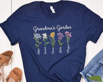 Grandmas Garden Kids Birth Month Flower Shirt, Moms Garden Gift, personalize Mothers Day Gift, Gift for Mom,Grandma Gift,Mothers Day T-Shirt