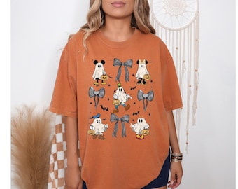 Mickey & Friends Ghost Coquette Bow Halloween T-shirt, Mickey and Friends Ghost Sweatshirt, Retro Mickey Spooky Shirt,Disney Halloween 2024