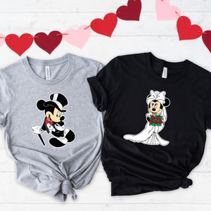 Disney Bride & Groom Shirt, Bride and Groom Shirts, Mickey and Minnie Couple Wedding Tees, Mickey and Minnie Couple Shirt, Disney Shirt