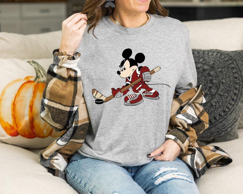 Mickey Mouse Hockey Hoodie/Sweatshirt, Hockey Sweatshirt, Funny Hockey Player Gift Hoodie, Hockey Team Disney Trip Sweater, Hockey Mom Gift image 4
