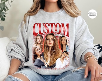 Custom Bootleg  Sweatshirt, Personalized Photo Collage Hoodie, Custom Picture Comfort Colors® T-Shirt