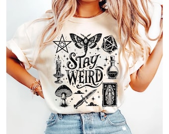 Stay Weird Comfort Colors® Shirt, Witchy Graphic Tee, Vintage Aesthetic Shirt, Cute Spooky Mushroom , Occult T-Shirt, Stay Weird Sweatshirt