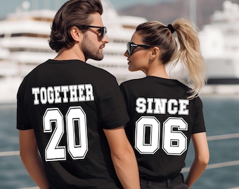 Chemise personnalisée assortie depuis, chemise couple Saint-Valentin, chemise anniversaire mari femme, cadeau lune de miel, chemise lui et elle
