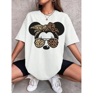 Disney Leopard Bandana Minnie Mouse Shirt,Cute Disney Mom Sweatshirt,Leopard Minnie Ear Tee, Leopard Women Tee,Disney Family Vacation Hoodie 画像 5
