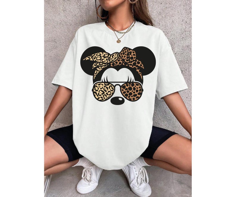Disney Leopard Bandana Minnie Mouse Shirt,Cute Disney Mom Sweatshirt,Leopard Minnie Ear Tee, Leopard Women Tee,Disney Family Vacation Hoodie 画像 5