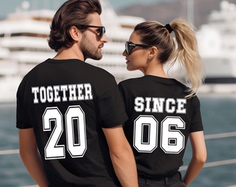 Personalized Matching Together Since Shirt, Valentine's Day Couple Shirt, Husband Wife Anniversary Shirt, Honeymoon Gift, His and Hers Shirt