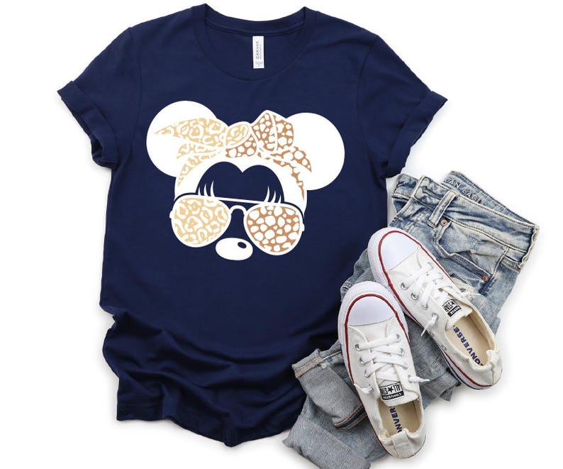 Disney Leopard Bandana Minnie Mouse Shirt,Cute Disney Mom Sweatshirt,Leopard Minnie Ear Tee, Leopard Women Tee,Disney Family Vacation Hoodie 画像 2