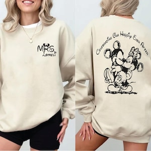 Personalized Disney Mr and Mrs Est 2024 T-shirt, Mickey Minnie Couple Matching Hoodie, Disney Honeymoon Shirt,Minnie Wedding Anniversary Tee