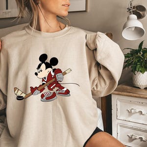 Mickey Mouse Hockey Hoodie/Sweatshirt, Hockey Sweatshirt, Funny Hockey Player Gift Hoodie, Hockey Team Disney Trip Sweater, Hockey Mom Gift image 2