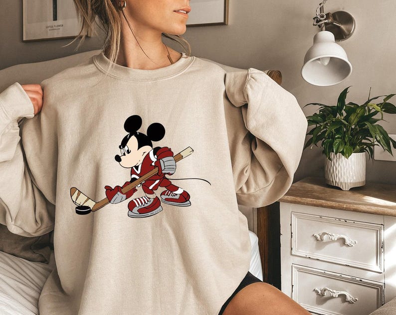 Mickey Mouse Hockey Hoodie/Sweatshirt, Hockey Sweatshirt, Funny Hockey Player Gift Hoodie, Hockey Team Disney Trip Sweater, Hockey Mom Gift image 2