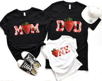 Mom and Dad Berry First Birthday Shirt, Matching Family Strawberry Shirt, Mama Papa Daddy Mommy Strawberry Theme 1st Birthday Party