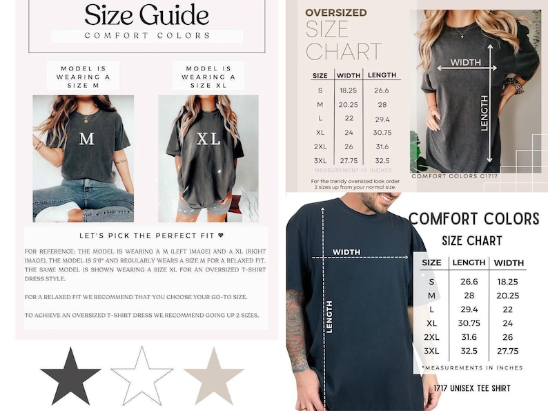 the size guide for a women's t - shirt
