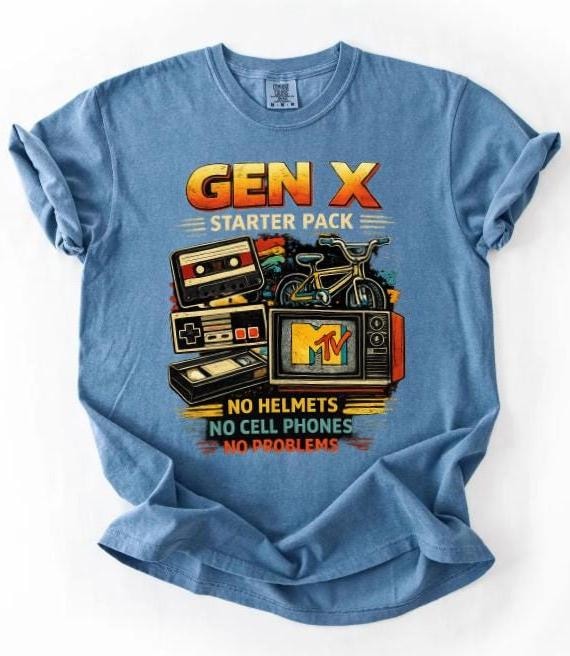 Comfort Colors® Gen X Starter Pack Shirt, 80s 90s Nostalgia Tee, Retro Generation X Shirt, Vintage MTV Style Graphic Tee, Funny Gen X Gift