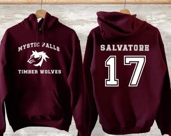 Sweat à capuche Mystic Falls Salvatore 17, sweat-shirt inspiré des vampires, chemise vampire Comfort Colors®, cadeau pour fan de séries télévisées, chemise Vampire Diaries