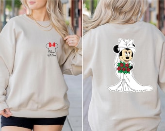 Mr And Mrs Custom Wedding Sweatshirt, Disney Bride & Groom Shirt,Disney Personalized Honeymoon Couple shirt, Mickey and Minnie Couple Hoodie