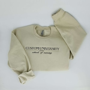 Custom College Embroidered Sweatshirt/Hoodie and Comfort Colors® Shirt, Embroidered Personalizable Design University and College Program