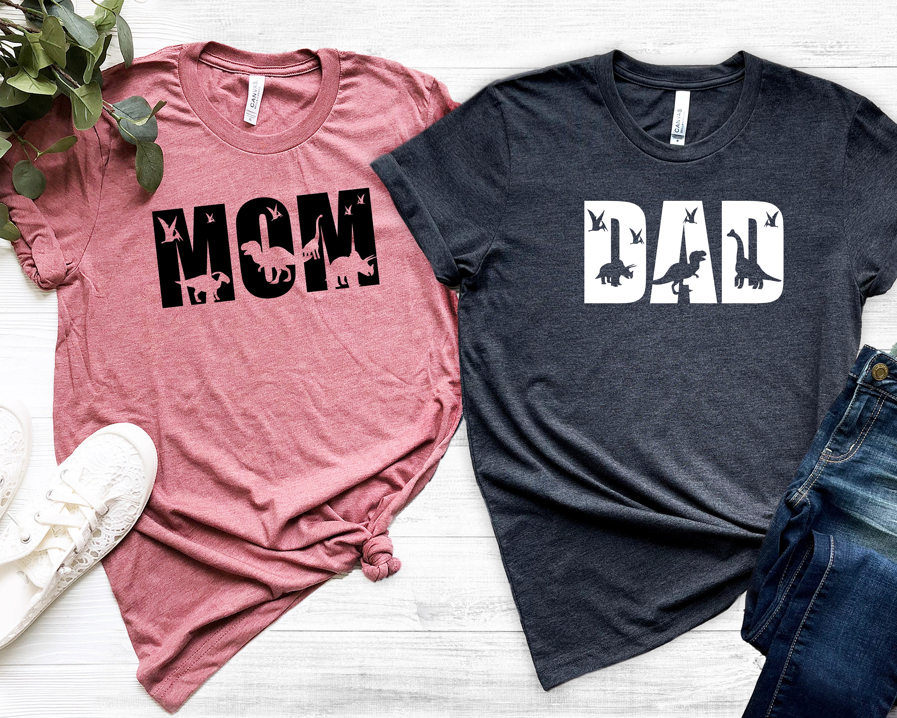 mom and dad dinosaur shirts