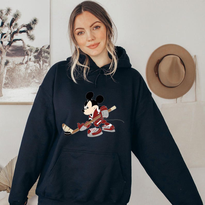 Mickey Mouse Hockey Hoodie/Sweatshirt, Hockey Sweatshirt, Funny Hockey Player Gift Hoodie, Hockey Team Disney Trip Sweater, Hockey Mom Gift image 5